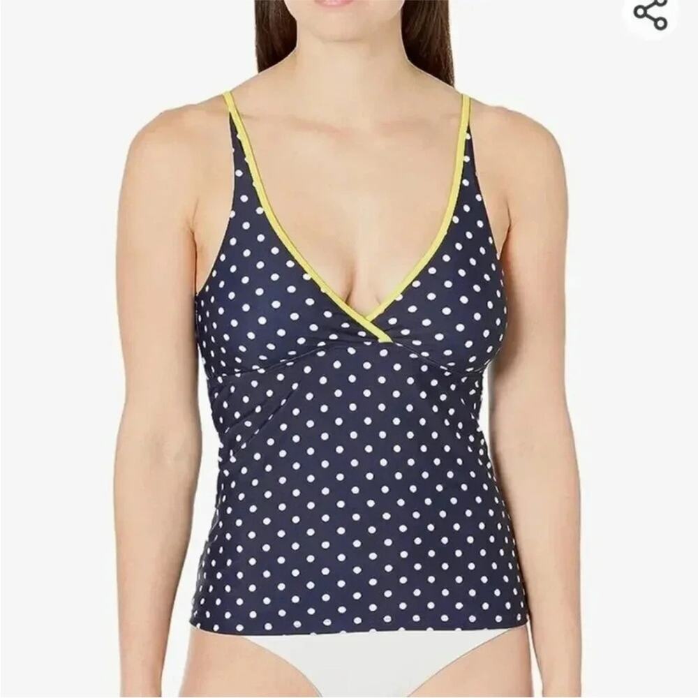Nautica Polka Dot Women's Swim Top with Yellow Trim